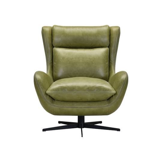 Trani Leather Swivel Chair - Olive Green